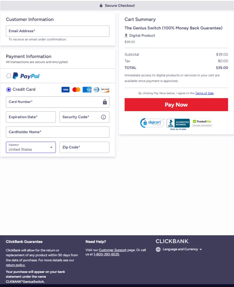 Secure Order Form